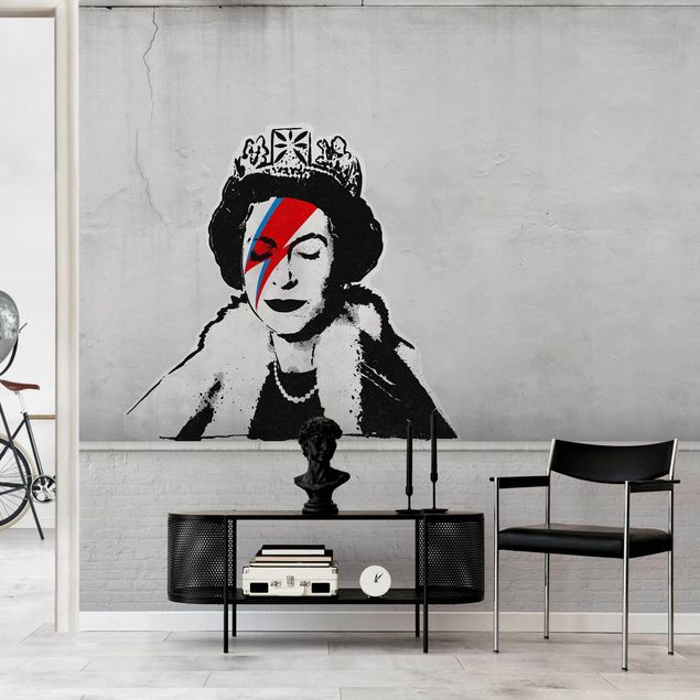 Papel pintado blanco y negro Lizzie Stardust - Brandalised ft. Graffiti by Banksy