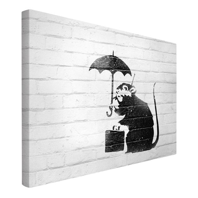 Cuadros en blanco y negro Banksy - Rat With Umbrella