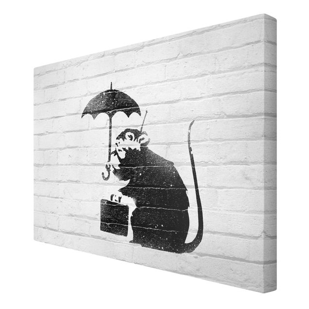 Cuadros en lienzo Banksy - Rat With Umbrella