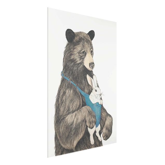 Cuadros de cristal animales Illustration Bear And Bunny Baby