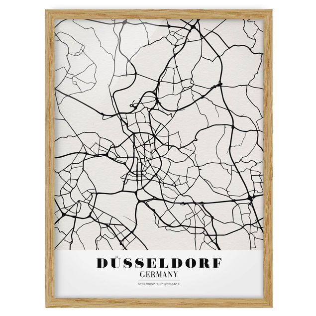 Pósters enmarcados con frases Dusseldorf City Map - Classic