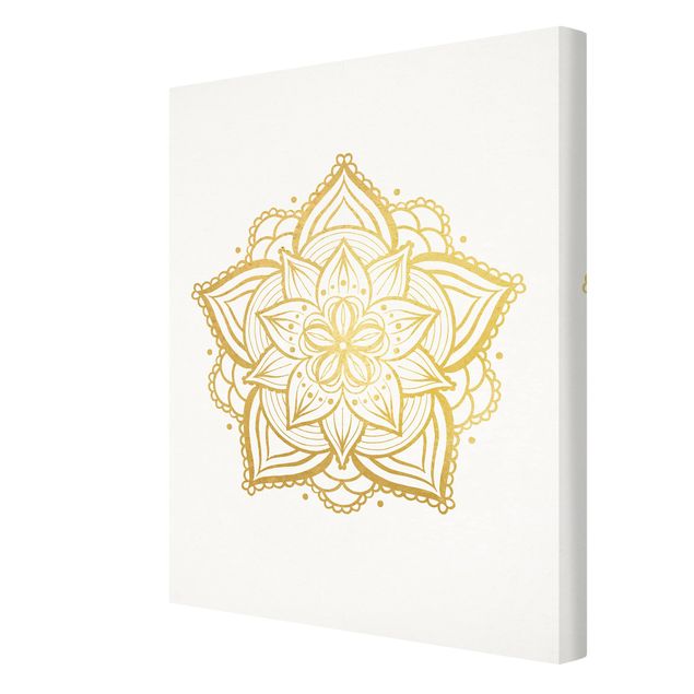 Cuadros en lienzo Mandala Flower Illustration White Gold