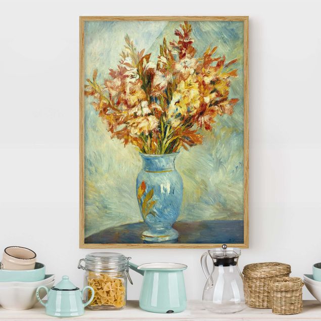 Decoración de cocinas Auguste Renoir - Gladiolas in a Blue Vase
