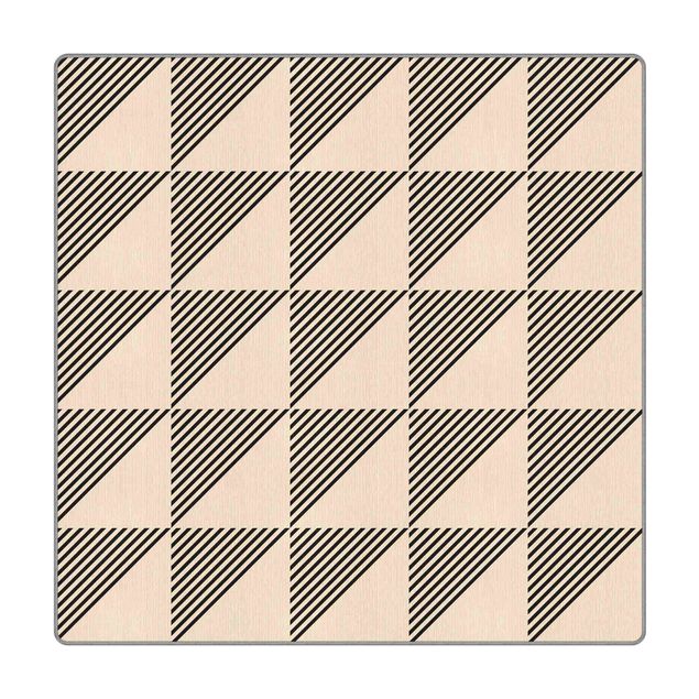 Moqueta - Beige Triangles And Stripes On Black