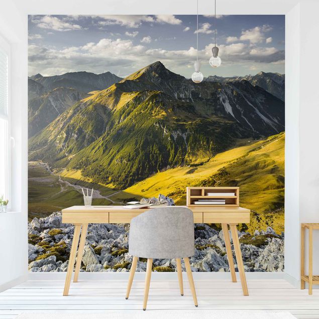 Papel pintado montañas Mountains And Valley Of The Lechtal Alps In Tirol