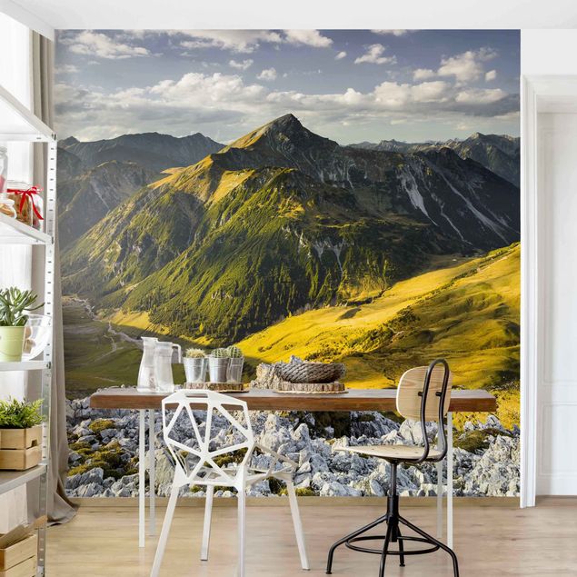 Papel pintado cielo Mountains And Valley Of The Lechtal Alps In Tirol