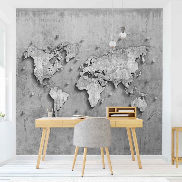 Papel pintado moderno Concrete World Map