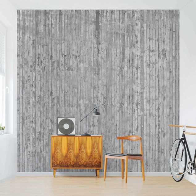 Papel pintado 3d Concrete Look Wallpaper With Stripes