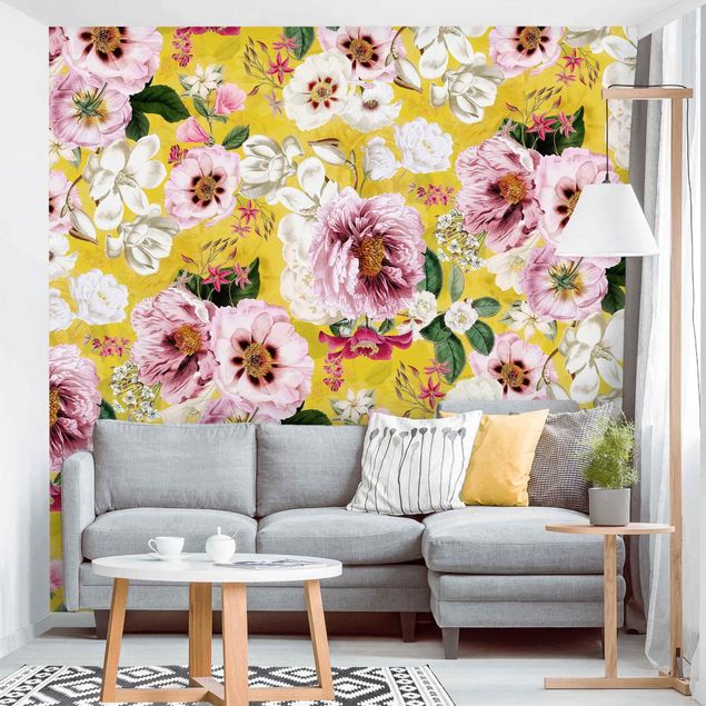 Papel pintado salón moderno Blossoms On Yellow