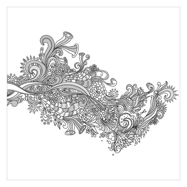 Papel pintado Floral Wave Black And White