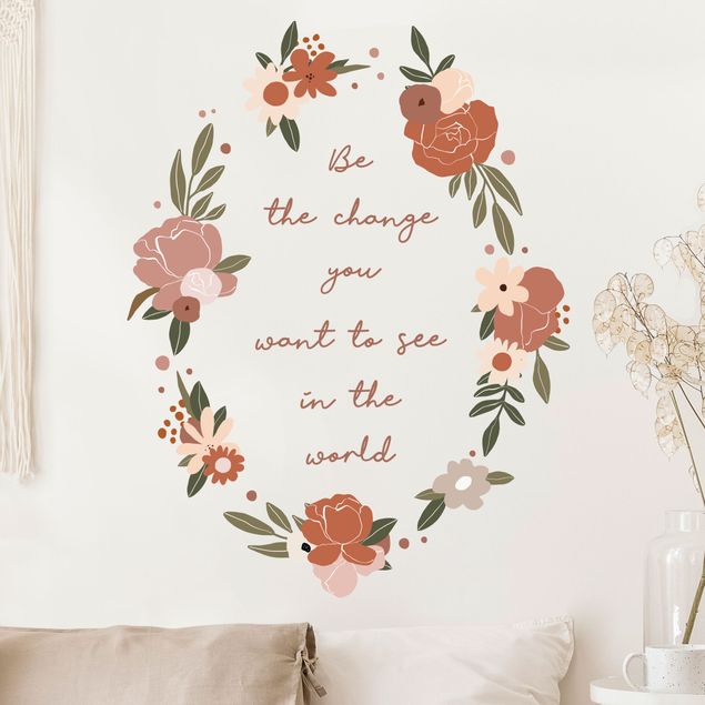 Vinilo flores pared Flowers - Be the Change