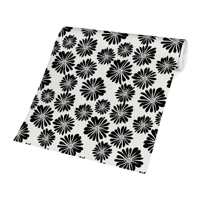 Papel pintado negro Flower Pattern Hawaii In Black
