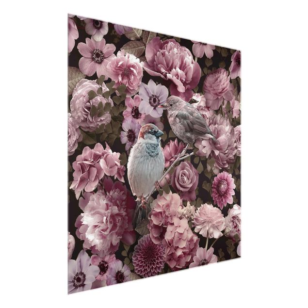 Cuadros plantas Floral Paradise Sparrow In Antique Pink