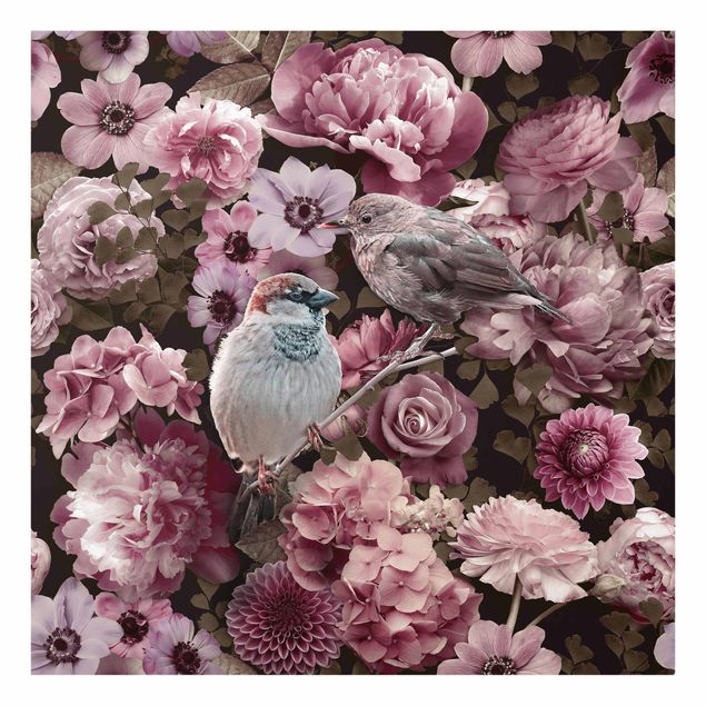 Cuadros de flores Floral Paradise Sparrow In Antique Pink