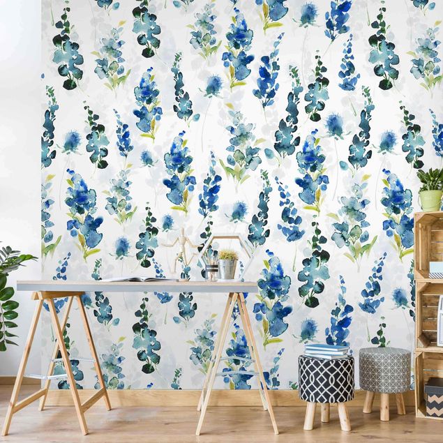 Papel pintado flores Magnificent Flowers In Blue