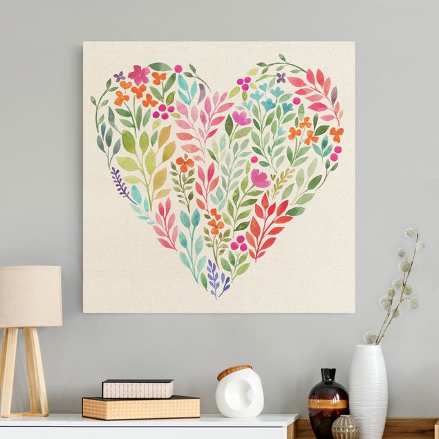 Cuadros románticos Flowery Watercolour Heart-Shaped