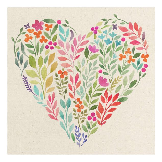 Cuadros Flowery Watercolour Heart-Shaped