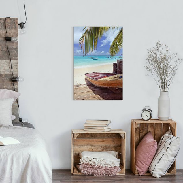 Cuadro con paisajes Boat Beneath Palm Trees