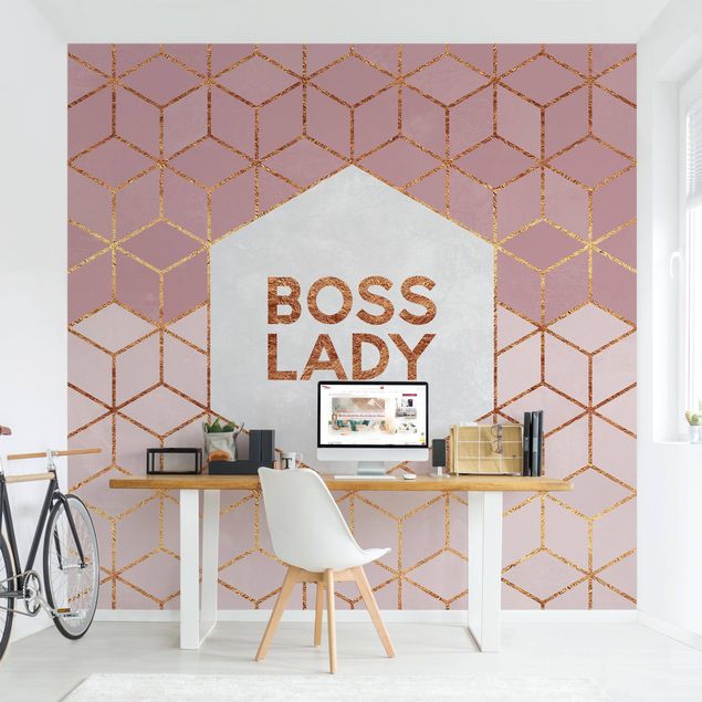 Papel pintado con patrones Boss Lady Hexagons Pink
