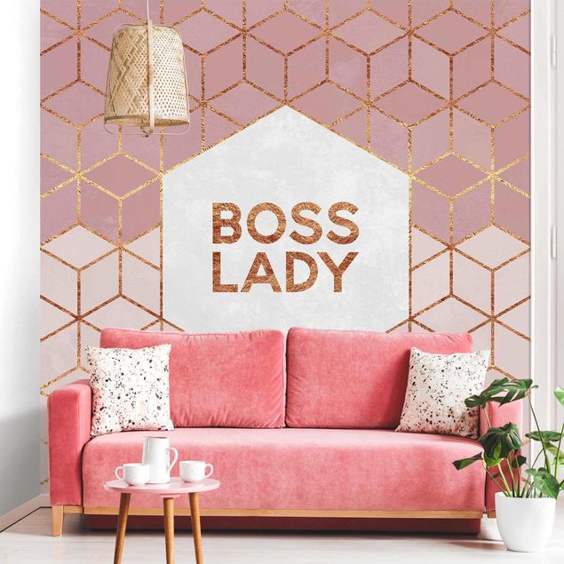 Papel pintado salón moderno Boss Lady Hexagons Pink