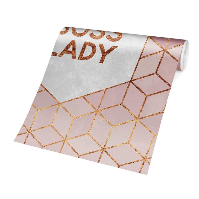 Papel pared rosa Boss Lady Hexagons Pink