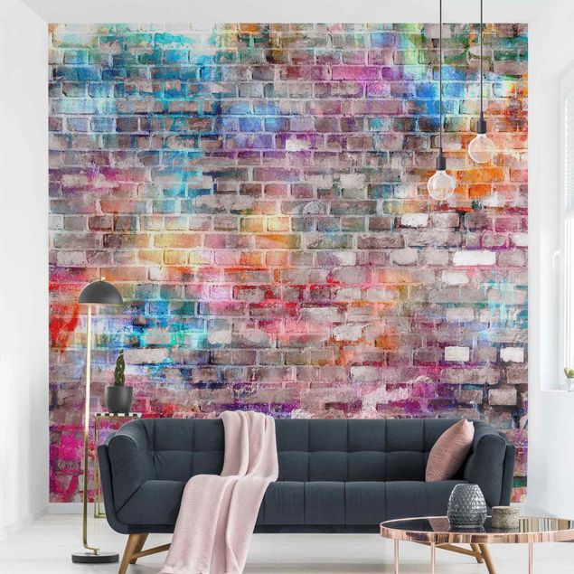 Papel imitacion ladrillo Colourful Shabby Brick Wall