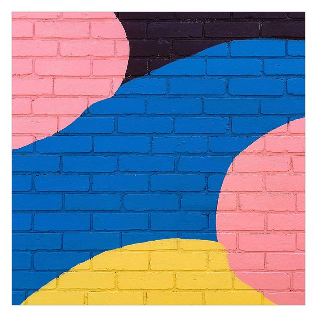 Papel de pared Colourful Brick Wall In Blue And Pink
