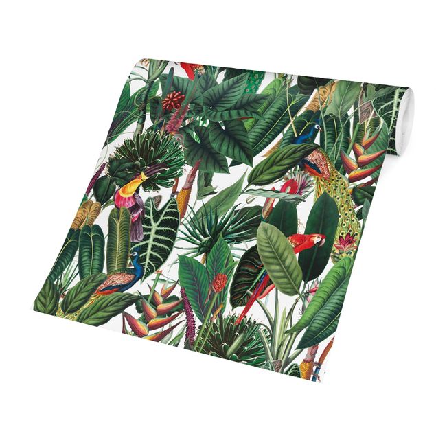 Papel pintado moderno Colourful Tropical Rainforest Pattern
