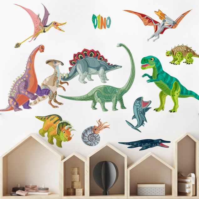 vinilo dinosaurios infantil Colorful dinosaur set