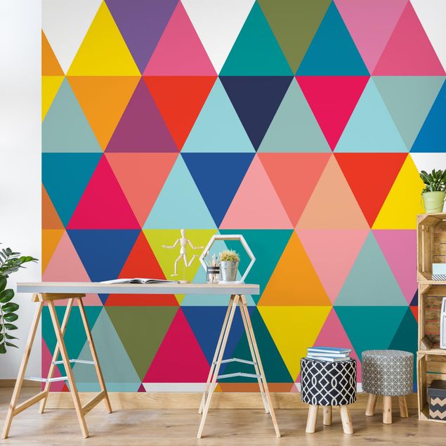 Papel pintado con patrones Colourful Triangle Pattern