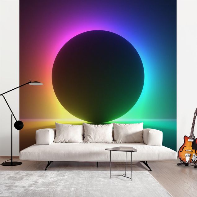 Papel de pared Colourful Neon Light With Circle