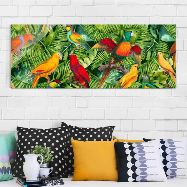 Decoración en la cocina Colourful Collage - Parrots In The Jungle