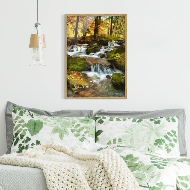 Cuadro con paisajes Waterfall Autumnal Forest