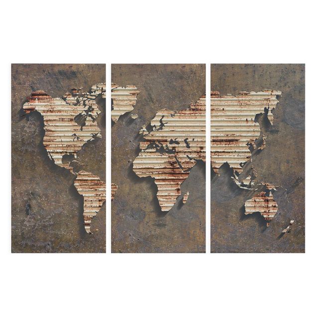 Lienzo mapamundi Rust World Map