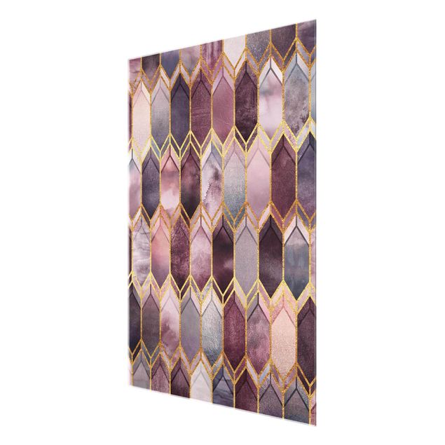 Cuadros naranjas Stained Glass Geometric Rose Gold