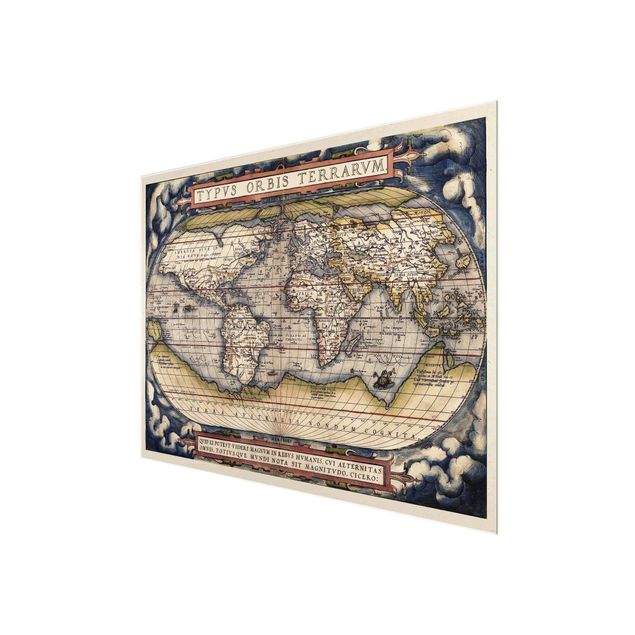 Tableros magnéticos de vidrio Historic World Map Typus Orbis Terrarum