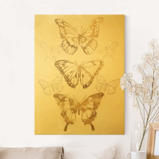 Lienzos de mariposas Butterfly Composition In Gold II