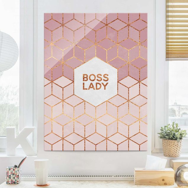 Tableros magnéticos de vidrio Boss Lady Hexagons Pink