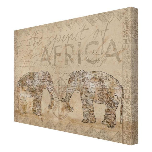 Lienzos de cuadros famosos Vintage Collage - Spirit Of Africa