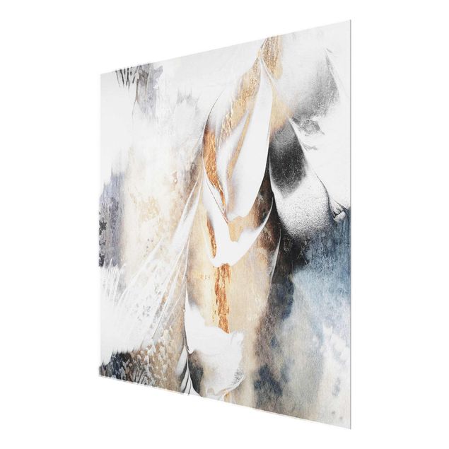 Cuadros Elisabeth Fredriksson Golden Abstract Winter Painting