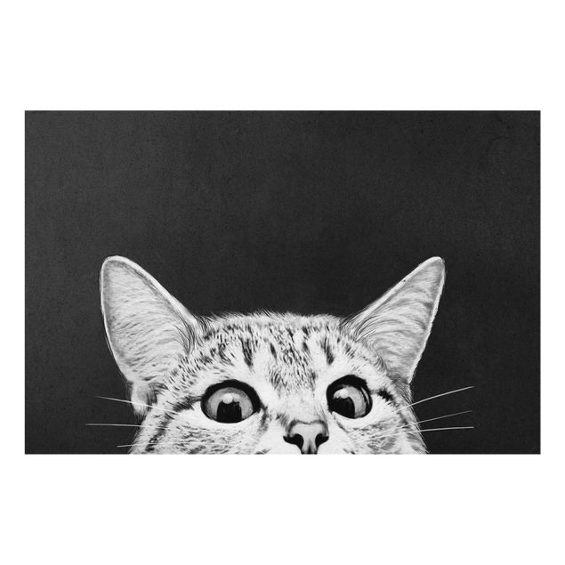 Cuadros de cristal blanco y negro Illustration Cat Black And White Drawing