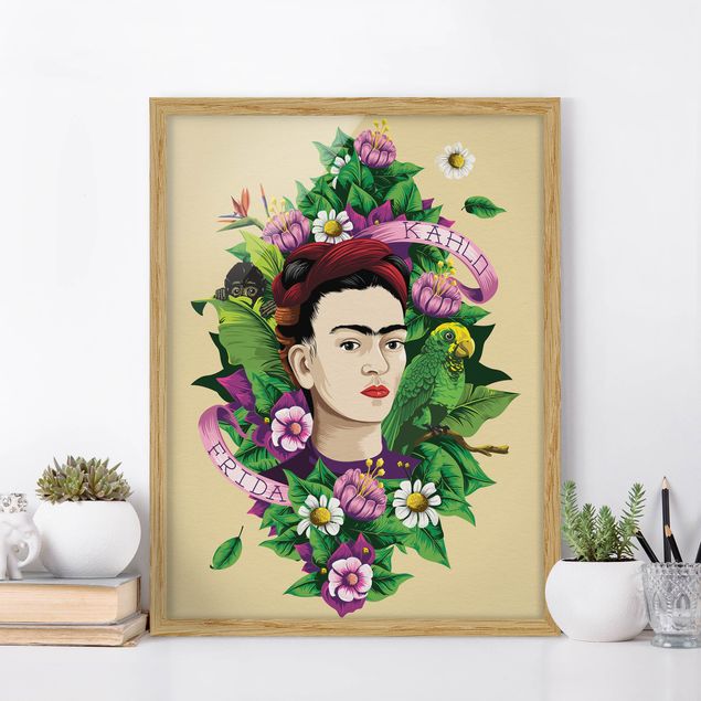 Decoración cocina Frida Kahlo - Frida, Monkey And Parrot