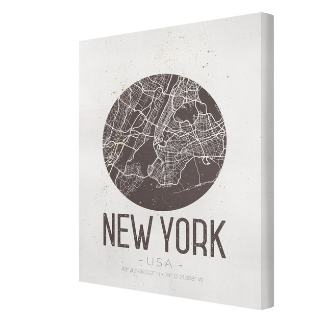 Cuadros mapamundi New York City Map - Retro