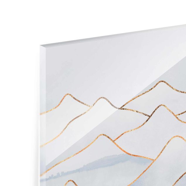 Cuadros de cristal abstractos Watercolour Mountains White Gold