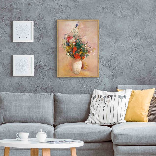 Reproducciones de cuadros Odilon Redon - Vase With Flowers (Rose-Colored Background)
