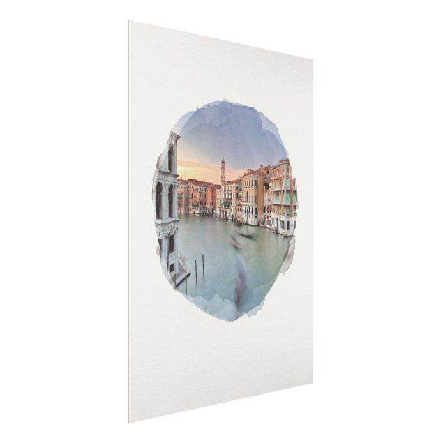 Cuadros de cristal arquitectura y skyline WaterColours - Grand Canal View From The Rialto Bridge Venice