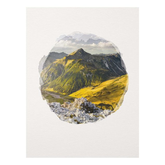 Cuadros de paisajes naturales  WaterColours - Mountains And Valley Of The Lechtal Alps In Tirol