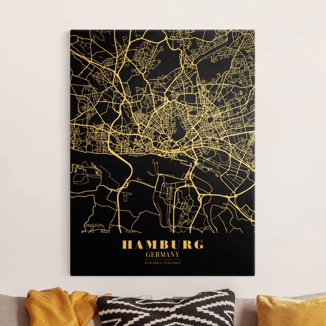 Decoración cocina Hamburg City Map - Classic Black