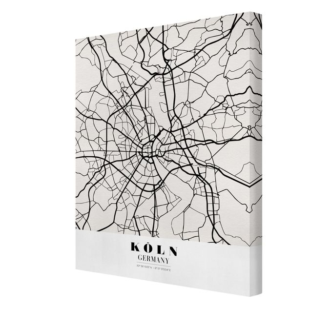Cuadros modernos blanco y negro Cologne City Map - Classic
