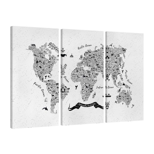 Cuadros de ciudades Typography World Map White